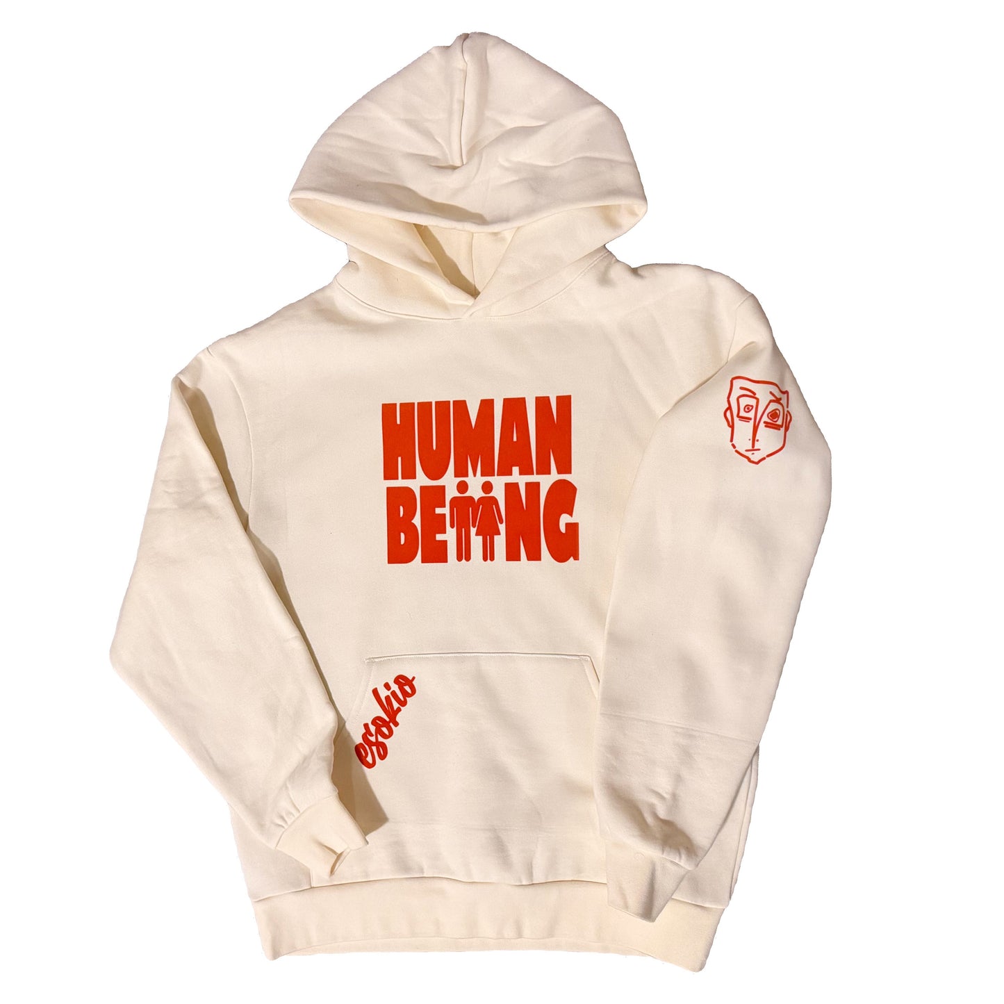 HUMAN BEING Cream & Orange Hoodie