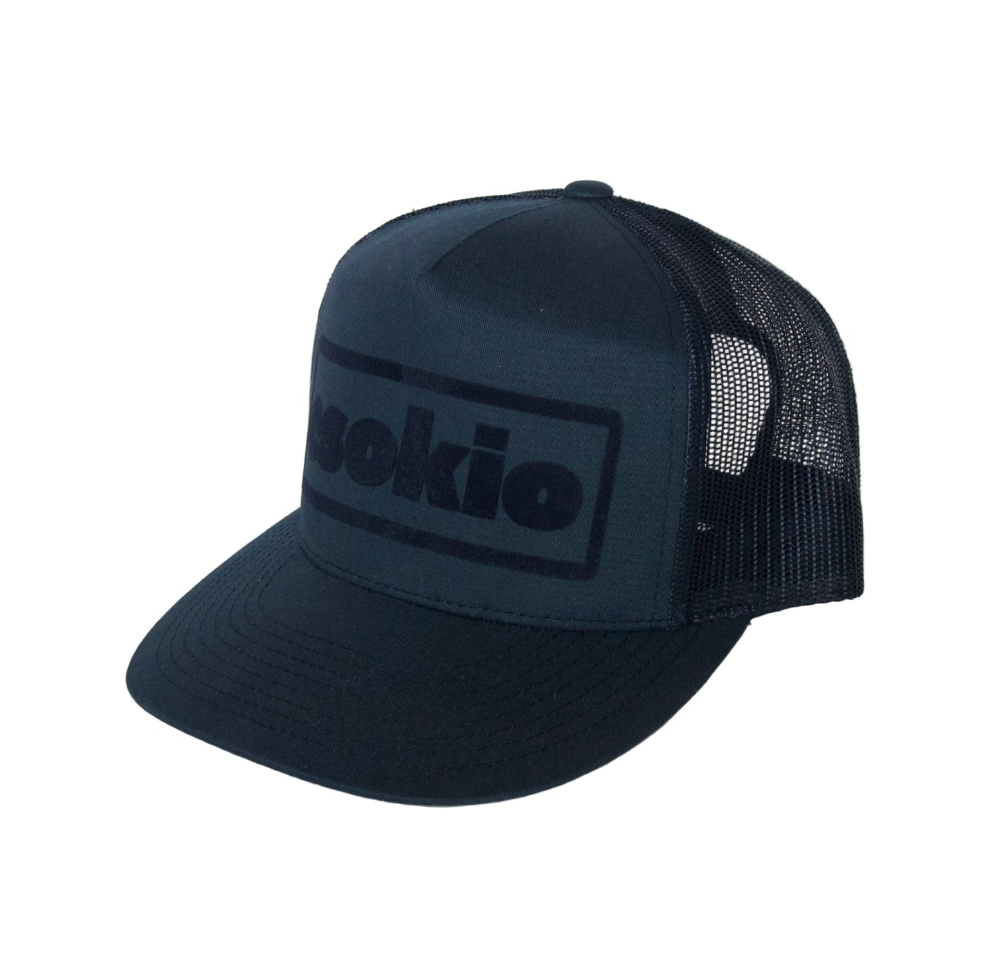 ESOKIO Denim Blue/ Navy Block Logo Trucker SNAPBACK