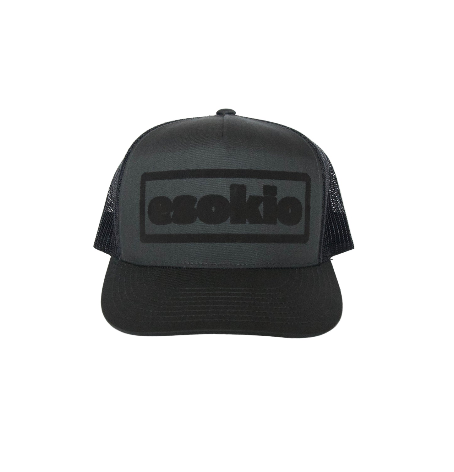 ESOKIO Charcoal Gray/ Black Block Logo Trucker SNAPBACK