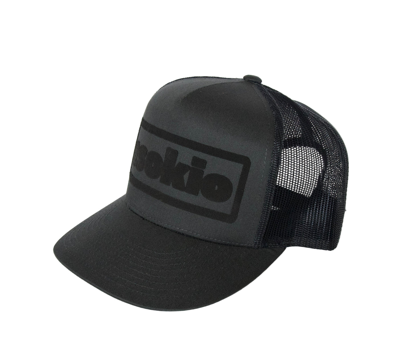 ESOKIO Charcoal Gray/ Black Block Logo Trucker SNAPBACK