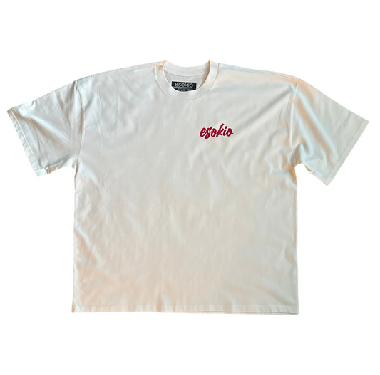EsoKio SIGNATURE SCRIPT/ Cremé/ Red Tee