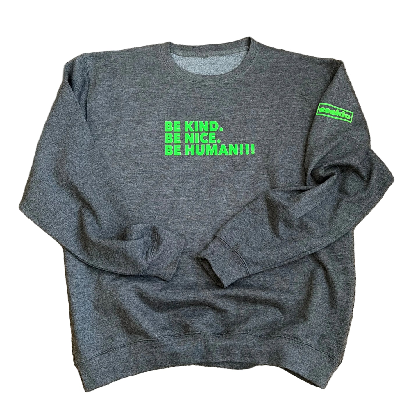 EsoKio Be Kind Charcoal/ Neon Green Crew