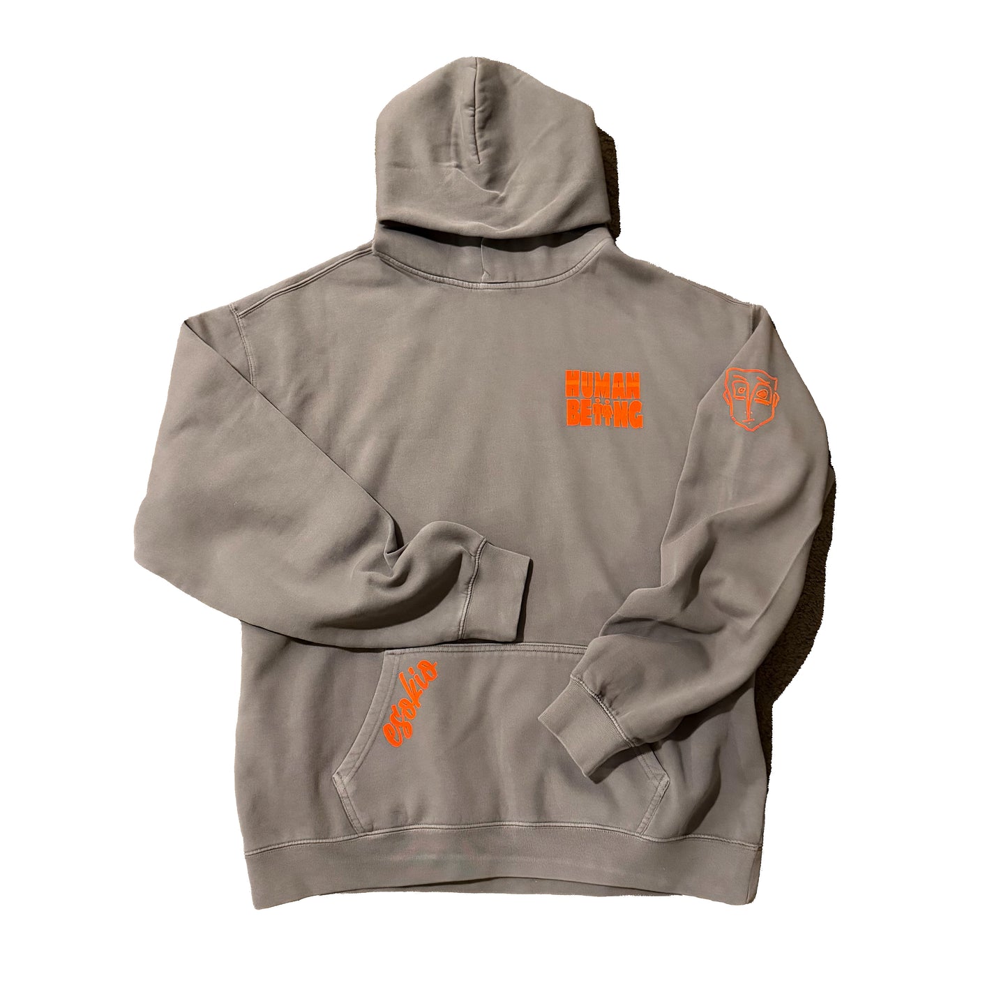 HUMAN BEING Faded Grey & Orange Hoodie
